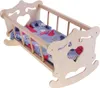 A wooden doll's cradle with bedding. Náhľad obrázku produktu