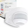A white motion detector and its packaging are shown against a white background. Produktbild-Vorschau