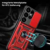 A red and black phone case with a ring holder is shown attached to a car vent mount. Produktbild-Vorschau
