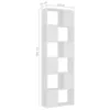 A white bookshelf with dimensions indicated. Náhľad obrázku produktu
