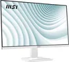 A white MSI monitor on a white stand, displayed against a white background with a subtle abstract pattern on the screen. Voir les images du produit