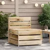 An outdoor patio setting with a wooden pallet sofa and string lights overhead. Anteprima dell’immagine prodotto