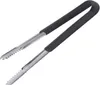A pair of kitchen tongs with black handles and silver metal parts. Produktbild-Vorschau