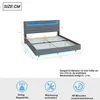 A diagram showing the dimensions of a bed frame, along with icons indicating load capacity, included tools, and assembly time. Produktbild-Vorschau