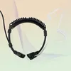 A black and white headset with coiled wires is displayed against a gradient background. Produktbild-Vorschau