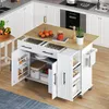 Isola da cucina Sweiko con ante a ribalta, carrello Anteprima dell’immagine prodotto 1