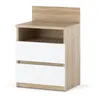 A modern nightstand with two white drawers and an open shelf, made of wood-look material. Náhled obrázku produktu