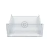 A clear, front-facing studio shot of a transparent plastic drawer, likely for a refrigerator or freezer, against a white background. Podgląd zdjęcia produktu