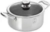 A stainless steel pot with a glass lid. Produktbild-Vorschau