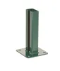 A green metal post base with a square plate and four holes for mounting. Produktbild-Vorschau