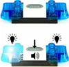Two images showing a LEGO siren and light brick. The top image shows the brick in its resting state. The bottom image shows the brick activated, with a light flashing and an arrow pointing to a button with a speaker icon, indicating sound activation. Podgląd zdjęcia produktu