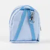 A light blue mini-rucksack with blue straps and a silver clip, shown from the back against a white background. Náhľad obrázku produktu