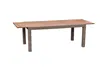 A rectangular outdoor dining table with a wood-look tabletop and woven sides. Produktbild-Vorschau