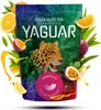 A bag of Yaguar Yerba Mate Tea with Maracuya flavor, surrounded by fresh fruits and leaves. Produktbild-Vorschau