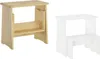 Two step stools are shown against a white background. One is made of natural wood, and the other is painted white. Produktbild-Vorschau