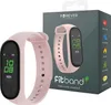 A pink fitness tracker smartband and its packaging are displayed. Podgląd zdjęcia produktu