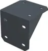 A 3D rendering of a dark gray metal corner bracket with four mounting holes. Produktbild-Vorschau