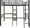A loft bed with a desk and shelves, shown against a white background. Podgląd zdjęcia produktu