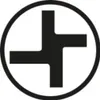 A black symbol resembling a plus sign with curved ends, enclosed in a black circle, on a white background. Podgląd zdjęcia produktu