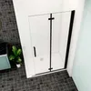 A modern bathroom with a black-framed glass shower enclosure. Produktbild-Vorschau