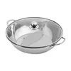 A stainless steel hot pot with a glass lid and a divider. Podgląd zdjęcia produktu