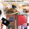 A person is holding a black credit card in front of a brown wallet with card slots and cash. A smartphone with a red case is also visible. Produktbild-Vorschau