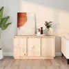 A wooden sideboard with three doors, decorated with a painting and a vase of flowers, in a room with a plant and a sofa. Náhľad obrázku produktu