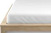 A close-up view of a white fitted sheet on a wooden bed frame. Náhľad obrázku produktu