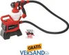 A red and black Einhell paint sprayer system with a white container and a black hose, set against a white background. Promotional text is visible at the bottom. Produktbild-Vorschau