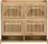 A four-door cabinet with slatted doors and a metal frame. Voir les images du produit