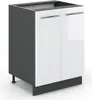 A kitchen base cabinet with two doors and chrome handles, shown against a white background. Anteprima dell’immagine prodotto