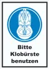 Bitte Klobürste benutzen Schild A5 Rückseite selbstklebend Produktbild-Vorschau 1
