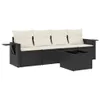 Design 5-tlg. Garten-Sofagarnitur mit Kissen Schwarz Poly Produktbild-Vorschau 2