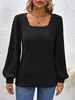 ASKSA Femme T-shirt manches longues col carré Casual Voir les images du produit 4