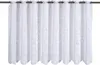 A white, semi-transparent curtain with a floral pattern, hanging from a rod. Produktbild-Vorschau