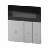 A smart thermostat with an LCD screen and three buttons. Produktbild-Vorschau