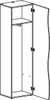 A line drawing of a tall, narrow wardrobe with one door open. Produktbild-Vorschau