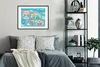 MuchoWow® Gerahmtes Poster Schnee - Schule - Dorf - Blau Produktbild-Vorschau 2