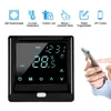 A smart thermostat is shown next to a person using a smartphone, with feature icons above. Náhled obrázku produktu