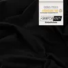 A close-up of black fabric with a label attached. Produktbild-Vorschau