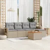Design 6-tlg. Garten-Sofagarnitur mit Kissen Beige Poly Produktbild-Vorschau 1