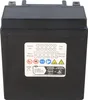 A black battery with a label showing various symbols and text. Voir les images du produit