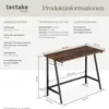A diagram showing the dimensions of a desk, with accompanying text detailing its specifications and contents. Produktbild-Vorschau