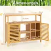 A bamboo bathroom cabinet with dimensions labeled. Podgląd zdjęcia produktu