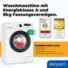 A washing machine with various awards and certifications displayed. Produktbild-Vorschau