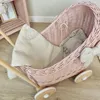 Puppenwagen aus Weide in der Farbe rosa mit Bettwäsche Produktbild-Vorschau 7