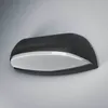 A modern, dark gray outdoor wall light with a white illuminated panel is mounted on a textured gray wall. Podgląd zdjęcia produktu