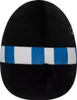 A black plush toy with a blue and white striped band and a small black tail. Podgląd zdjęcia produktu