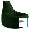 A dark green beanbag chair is shown against a white background. Produktbild-Vorschau