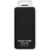 A black Samsung wallet cover for the Galaxy A40 is shown in its retail packaging. Voir les images du produit